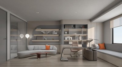 现代经理办公室3D模型下载